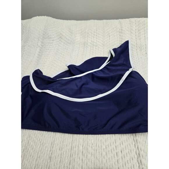 Womens Navy Blue Ruffled one shoulder top with High-Waisted Bikini Set 2XL - Picture 3 of 4